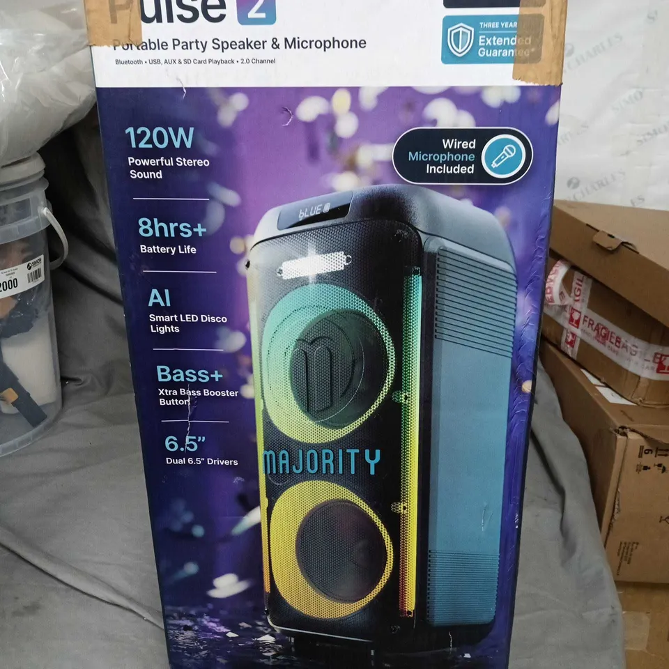 MAJORITY PULSE 2 PORTABLE PARTY SPEAKER & MICROPHONE
