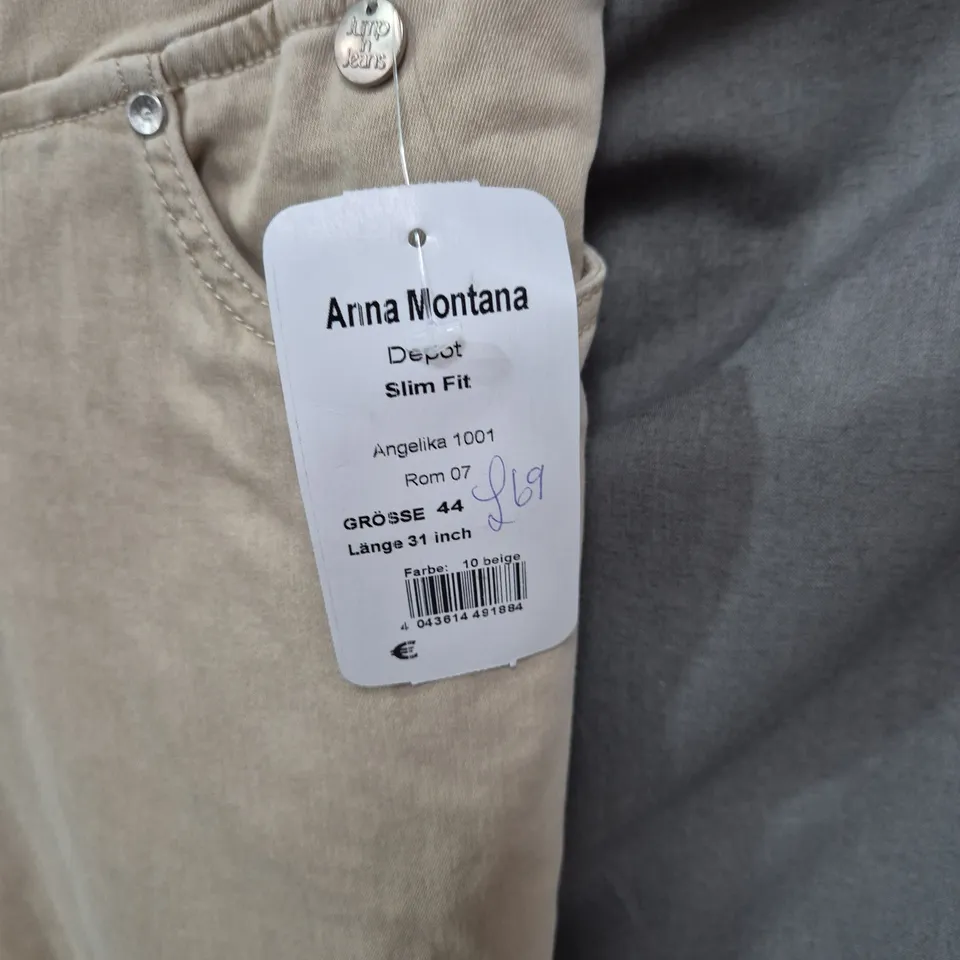 BEIGE WOMEN'S SLIM-FIT TROUSERS – UK 16 (EU 44), 31" INSEAM