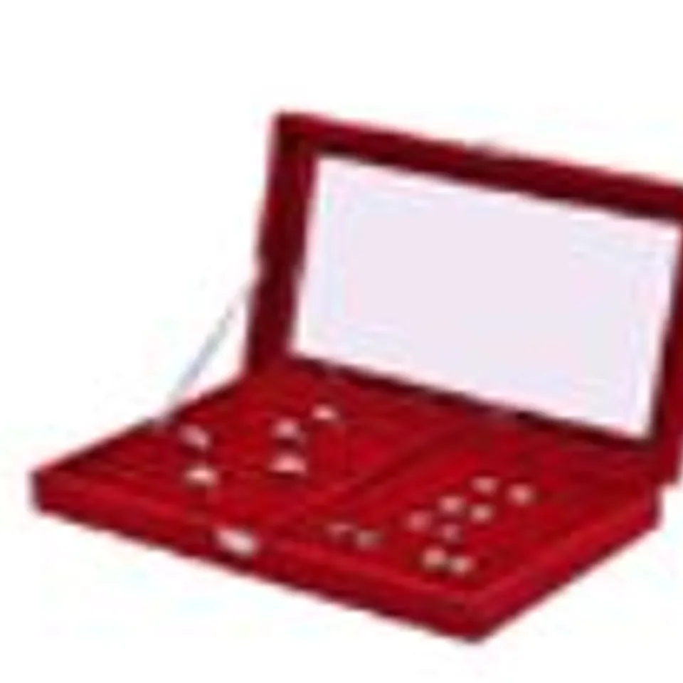 24 PORTABLE VELVET RING BOXES WITH GLASS WINDOW (HALF BIG & SMALL RING ROWS) (SIZE - 29X18X4 CM) - BLACK