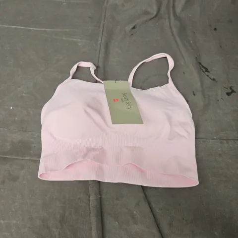 SWEATY BETTY SPIRIT RESTORED SEAMLESS YOGA BRA IN NERINE PINK SIZE S