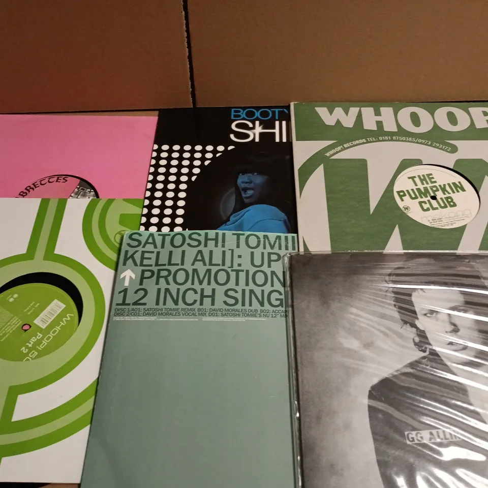APPROX 15 ASSORTED VINYL RECORDS TO INCLUDE THE PUMPKING CLUB, BOOTY LUV AND WHOOP!
