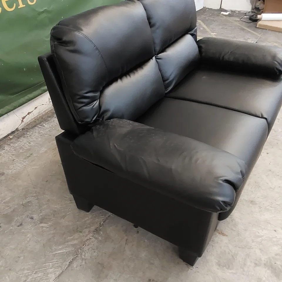 DESIGNER BALTIMORE 2 SEATER BLACK LEATHER SOFA