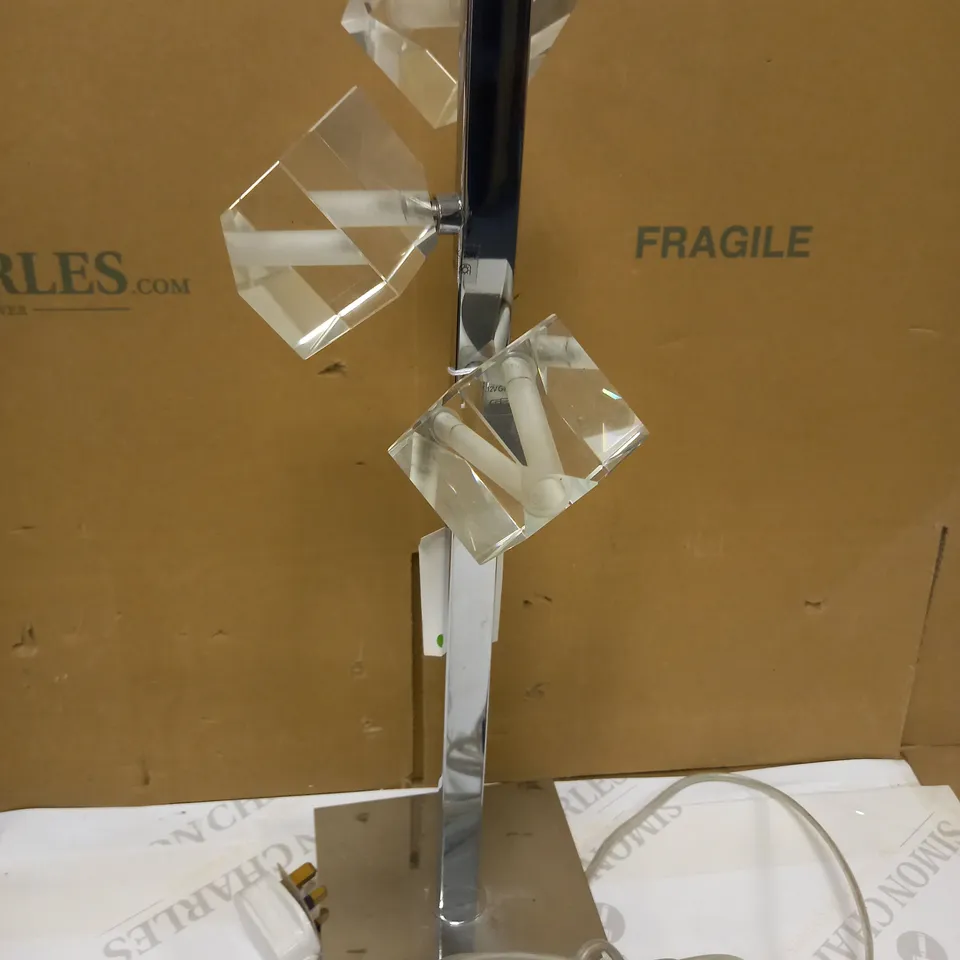 DAR LIGHTING GROUP TABLE LAMP IN CHROME FINISH WITH CUBIC GLASS/FROSTED GLASS