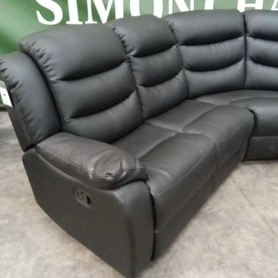 ROTHBURY LUXURY FAUX LEATHER HIGH BACK MANUAL RECLINER CORNER GROUP SOFA - BLACK