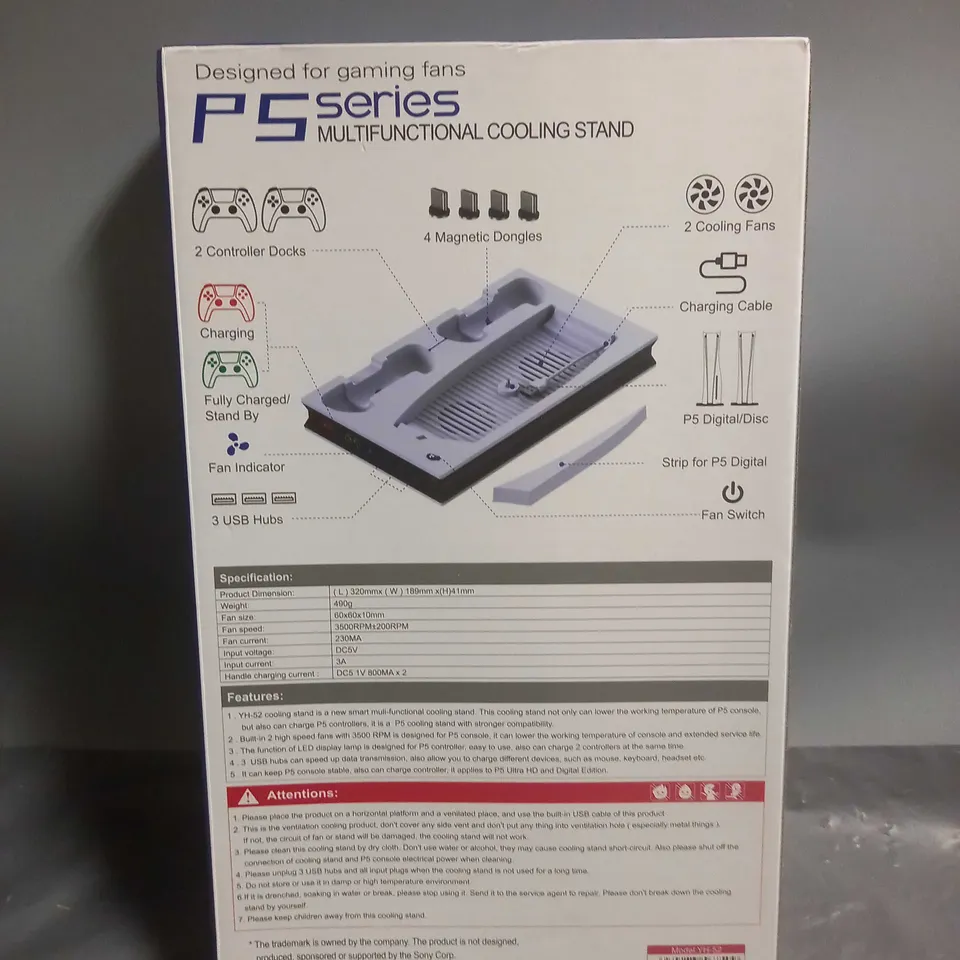 BOXED PS SERIES MULTIFUNCTIONAL COOLING STAND FOR PS5