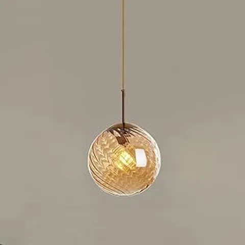 BOXED HOUSE ADDITIONS CREATIVE 1 LIGHT CEILING PENDANT LIGHT WITH AMBER GLASS SHADE
