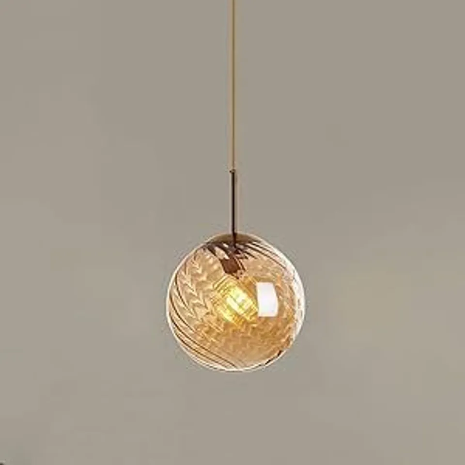 BOXED HOUSE ADDITIONS CREATIVE 1 LIGHT CEILING PENDANT LIGHT WITH AMBER GLASS SHADE