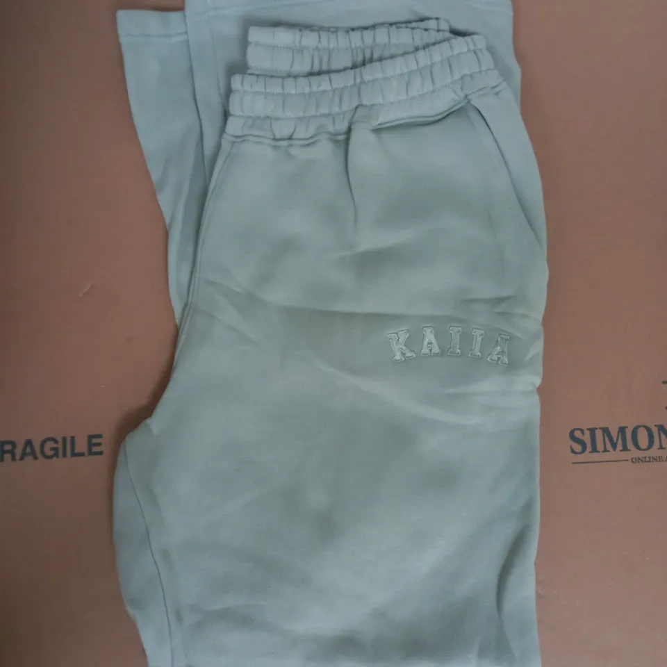 KAIIA SLOGAN WIDE LEG SWEATPANTS IN SAGE GREEN SIZE 14