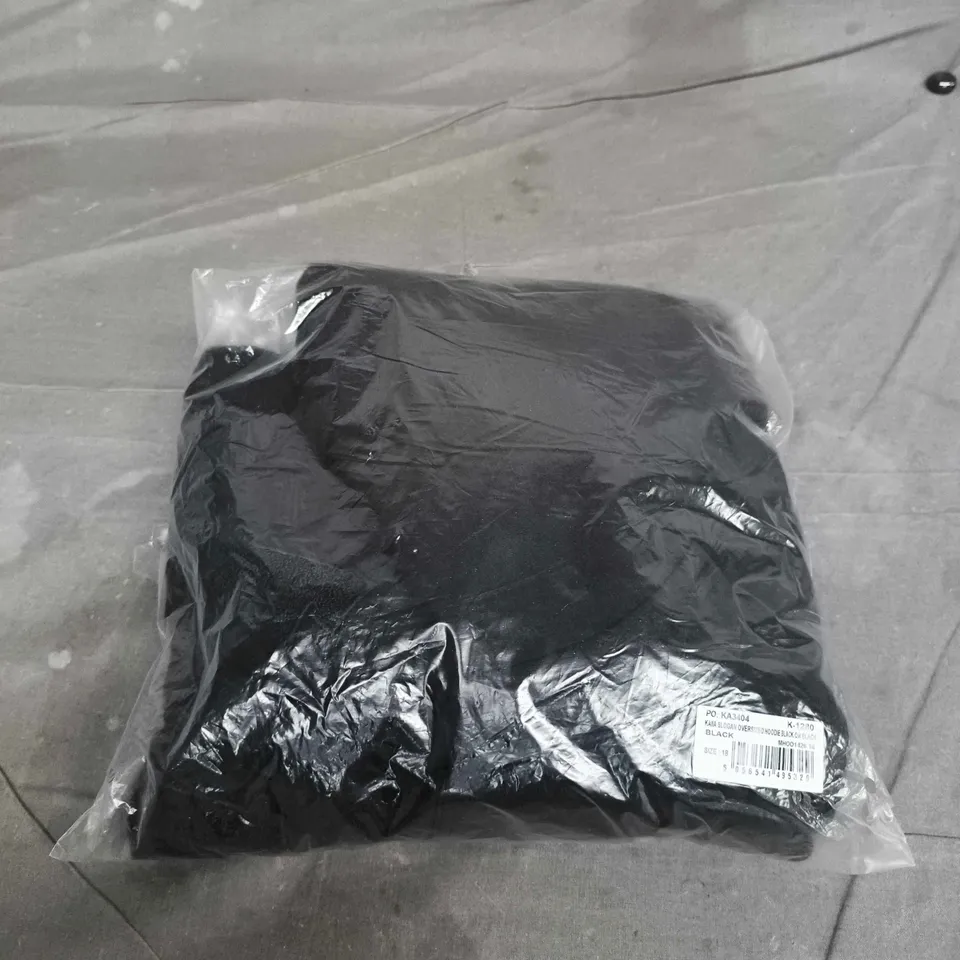 KAIA SLOGAN OVERSIZED HOODIE – BLACK ON BLACK – UK 18