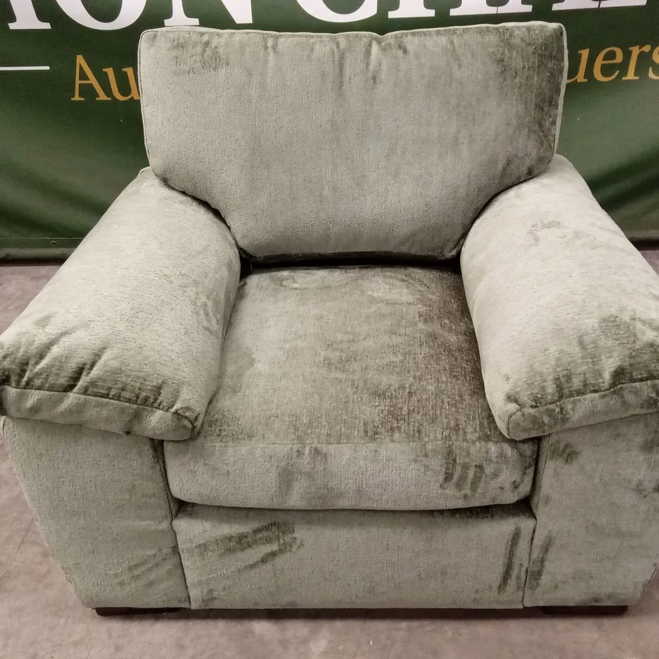 SALERNO STANDARD BACK FABRIC ARMCHAIR - OLIVE GREEN RRP £449