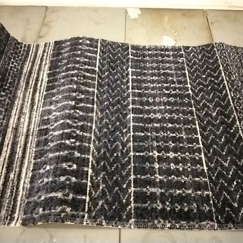BRSND NEW REDONDO BLACK/ BLUE RECTANGULAR RUG - SIZE 60CM X 100CM