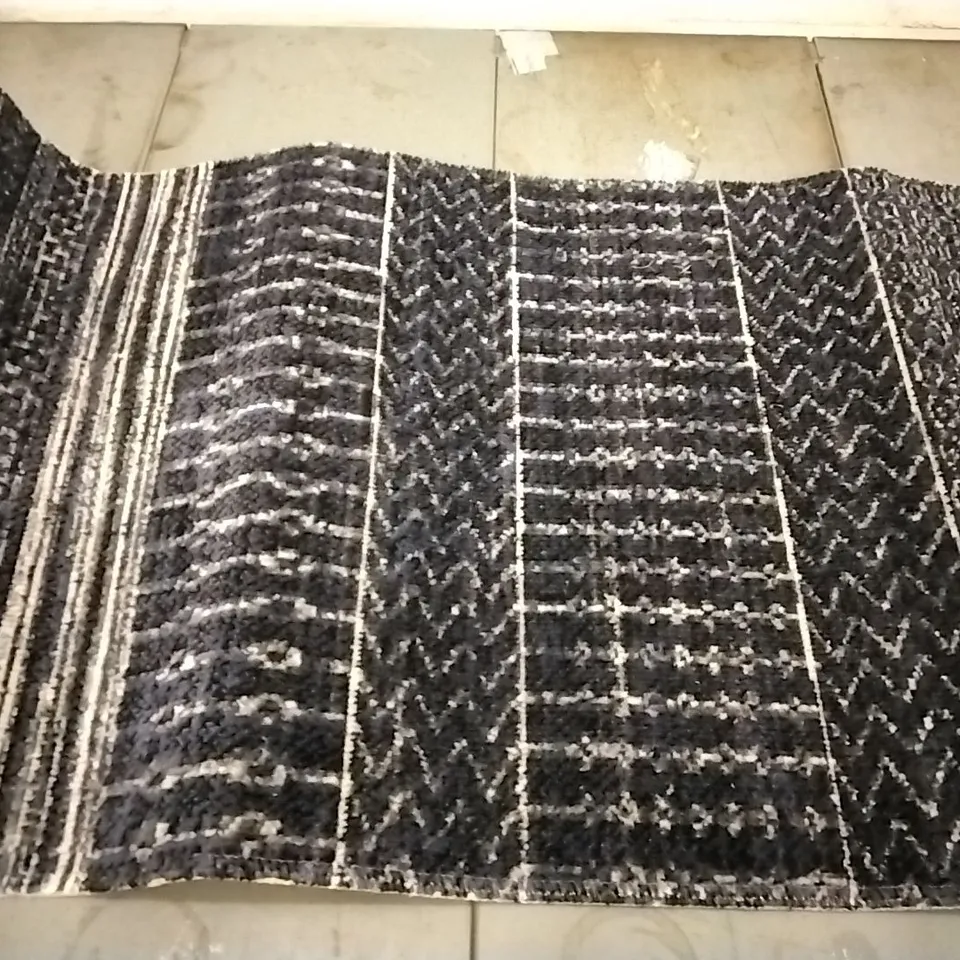 BRSND NEW REDONDO BLACK/ BLUE RECTANGULAR RUG - SIZE 60CM X 100CM