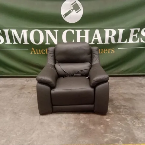 QUALITY DESIGNER ITALIAN MADE DEGANO ELECTRIC RECLINER LEATHER ARMCHAIR - SLATE