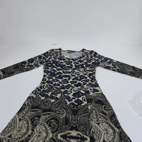 SUGAR CRISP WOMEN'S PRINTED LONG-SLEEVE DRESS – UK SIZE S