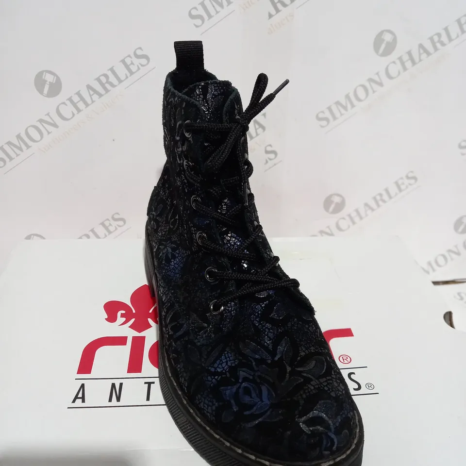 BOXED RIEKER ANTISTRESS BLUE LACE UP BOOTS -SIZE 4