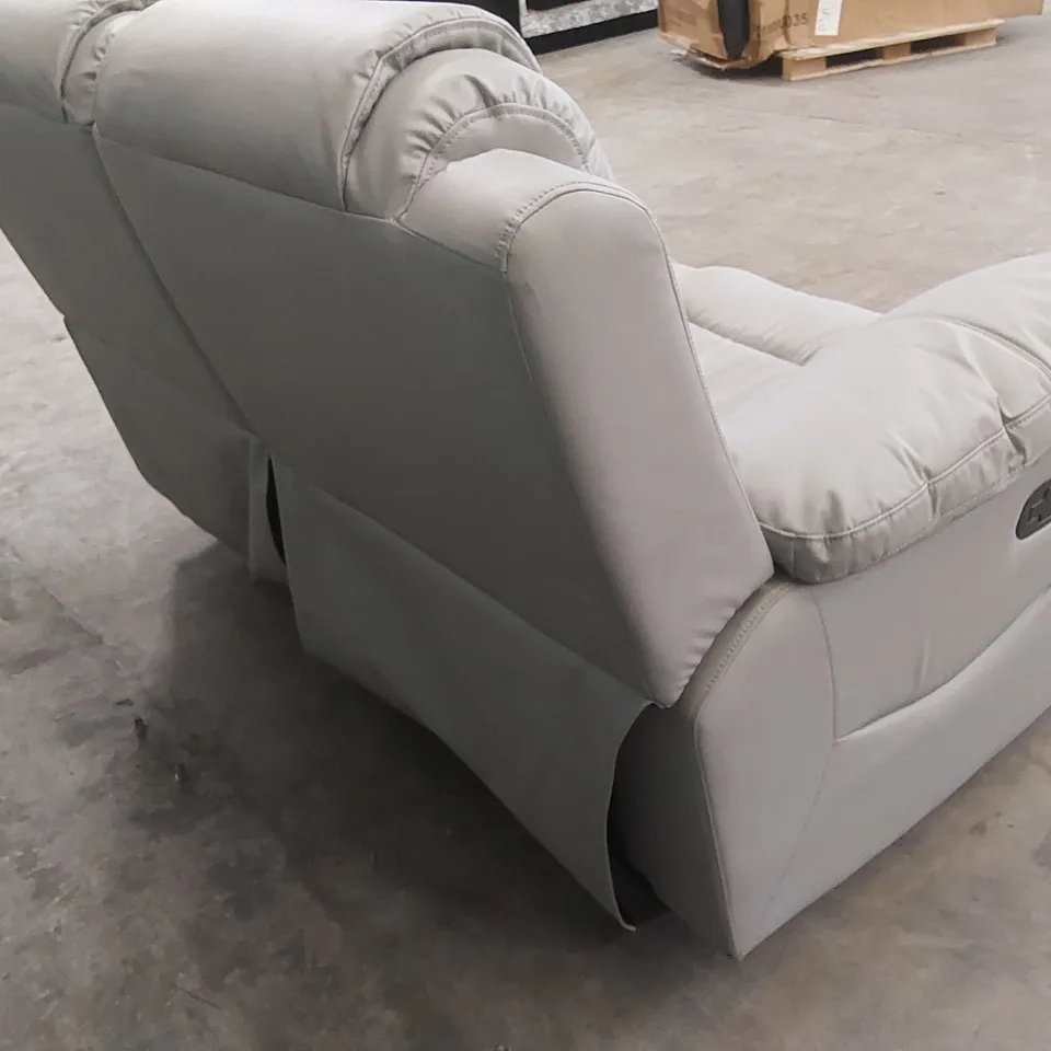 VANCOUVER 2 SEATER MANUAL RECLINER SOFA IN LIGHT GREY PREMIUM FAUX LEATHER 