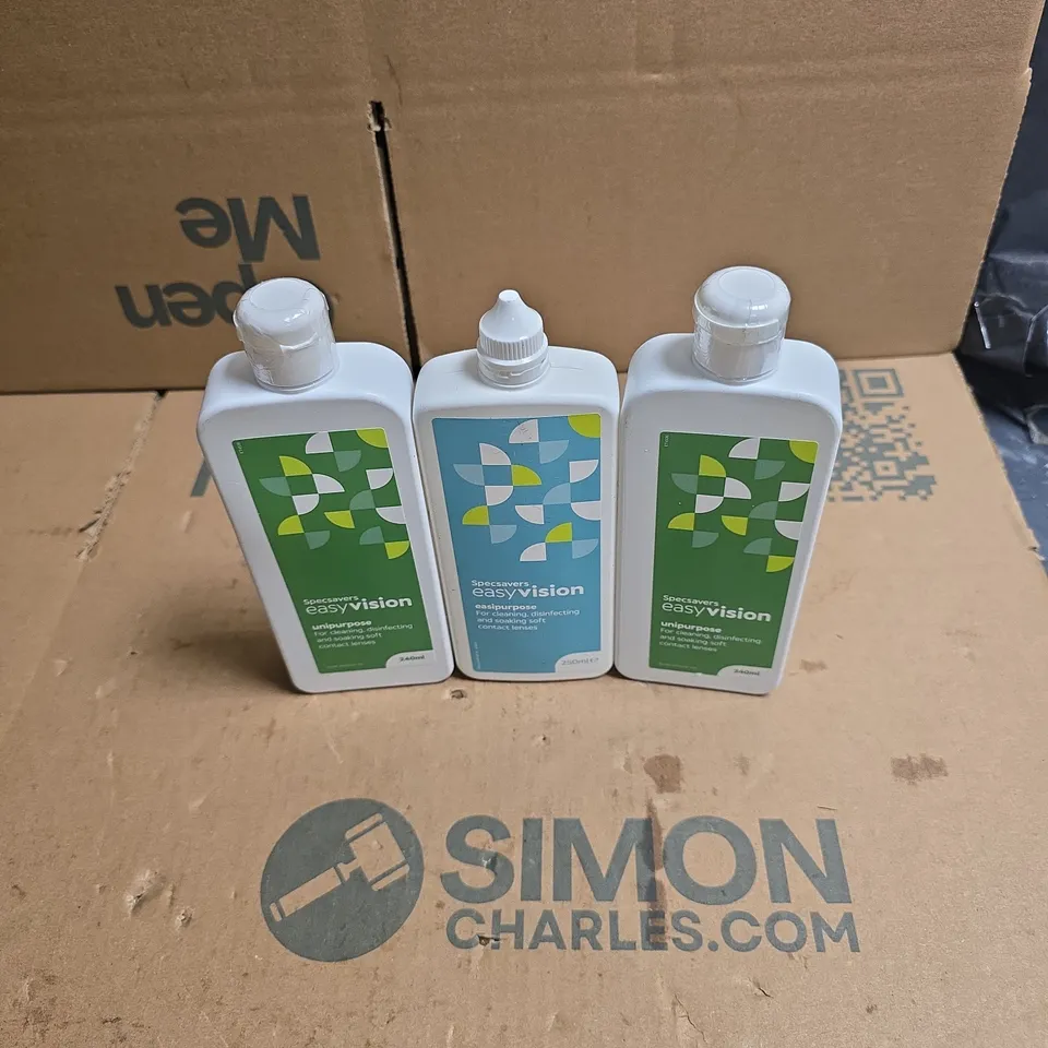 TOTE OF APPROXIMATELY 30 ASSORTED CONTACT LENS CLEANING PRODUCTS 