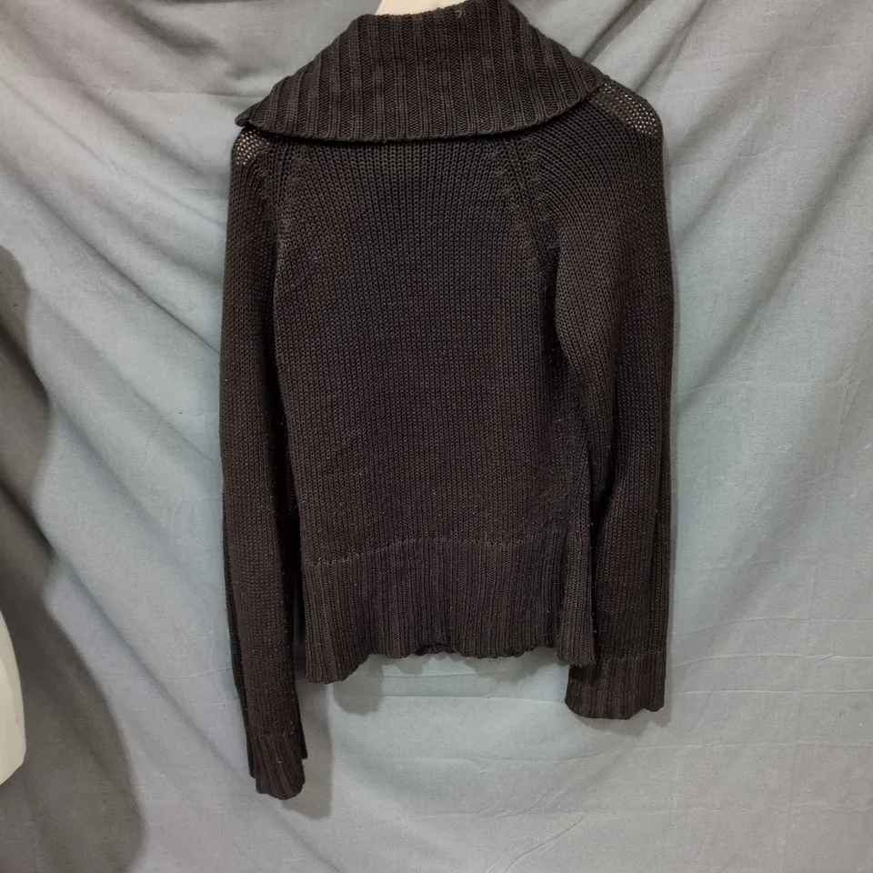 WOMEN'S BROWN KNIT JUMPER WITH ZIP COLLAR, UK 12 (EU 40)