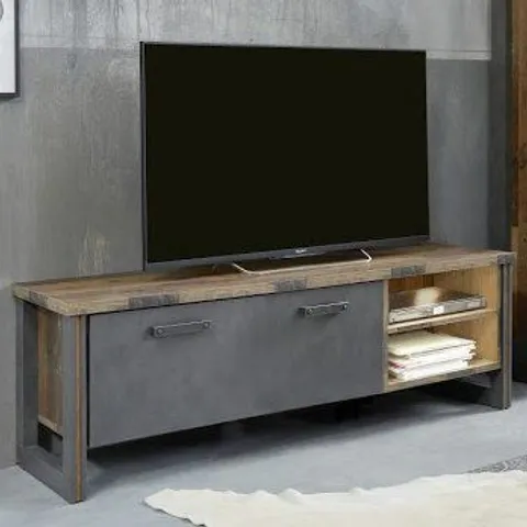 BRAND NEW BOXED TRENDTEAM PRIME OLD WOOD 2 DOOR 1 SHELF TV CABINET - GREY (2 BOXES)