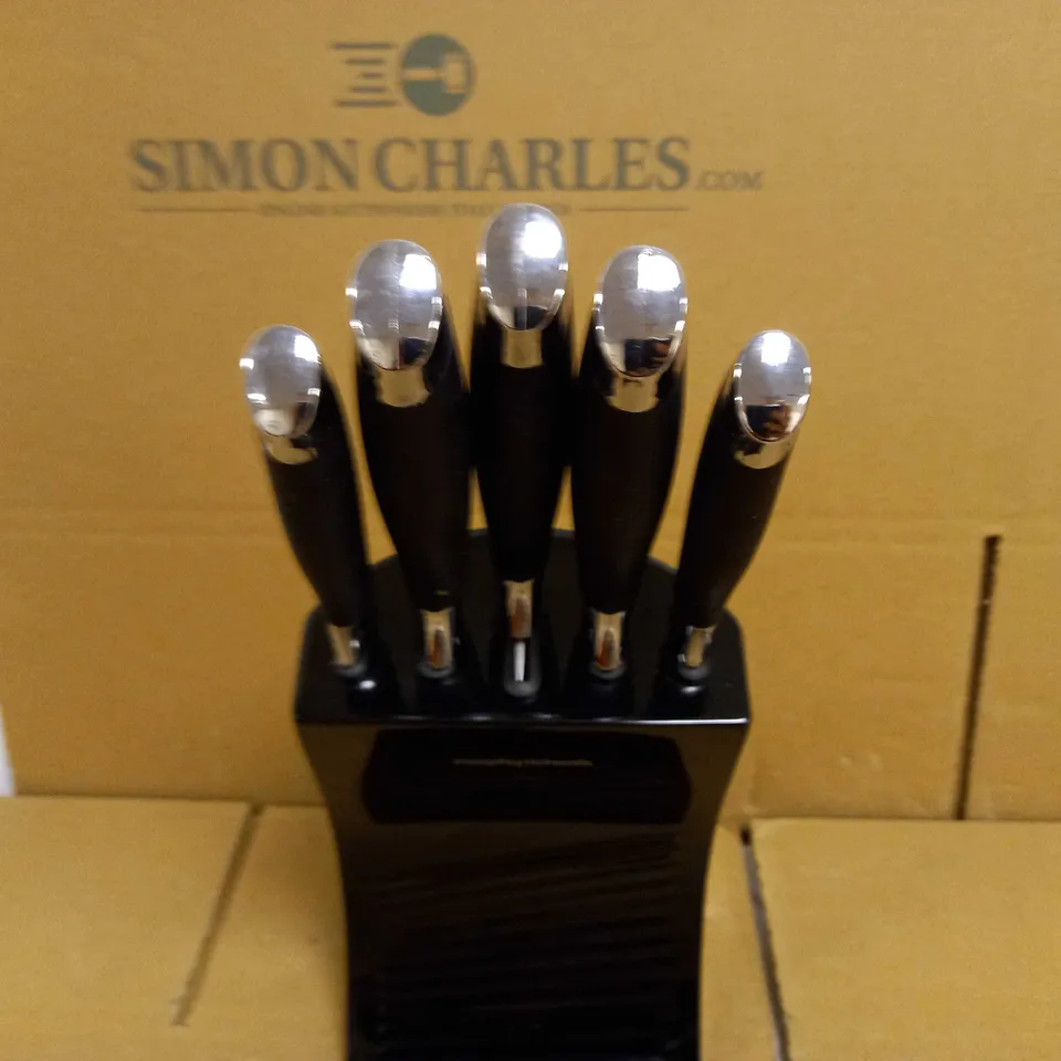 MORPHY RICHARDS 976032 DUNE 5 PIECE KNIFE BLOCK WITH HIGH-GRADE STAINLESS STEEL BLADES