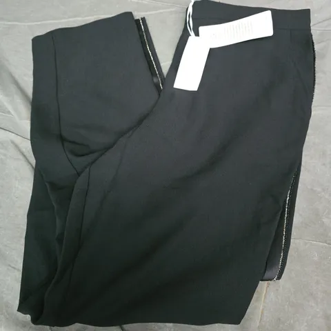 THE WHITE COMPANY WHITE LABEL SPARKLE TRIM TAPERED TROUSERS IN BLACK - SIZE 14