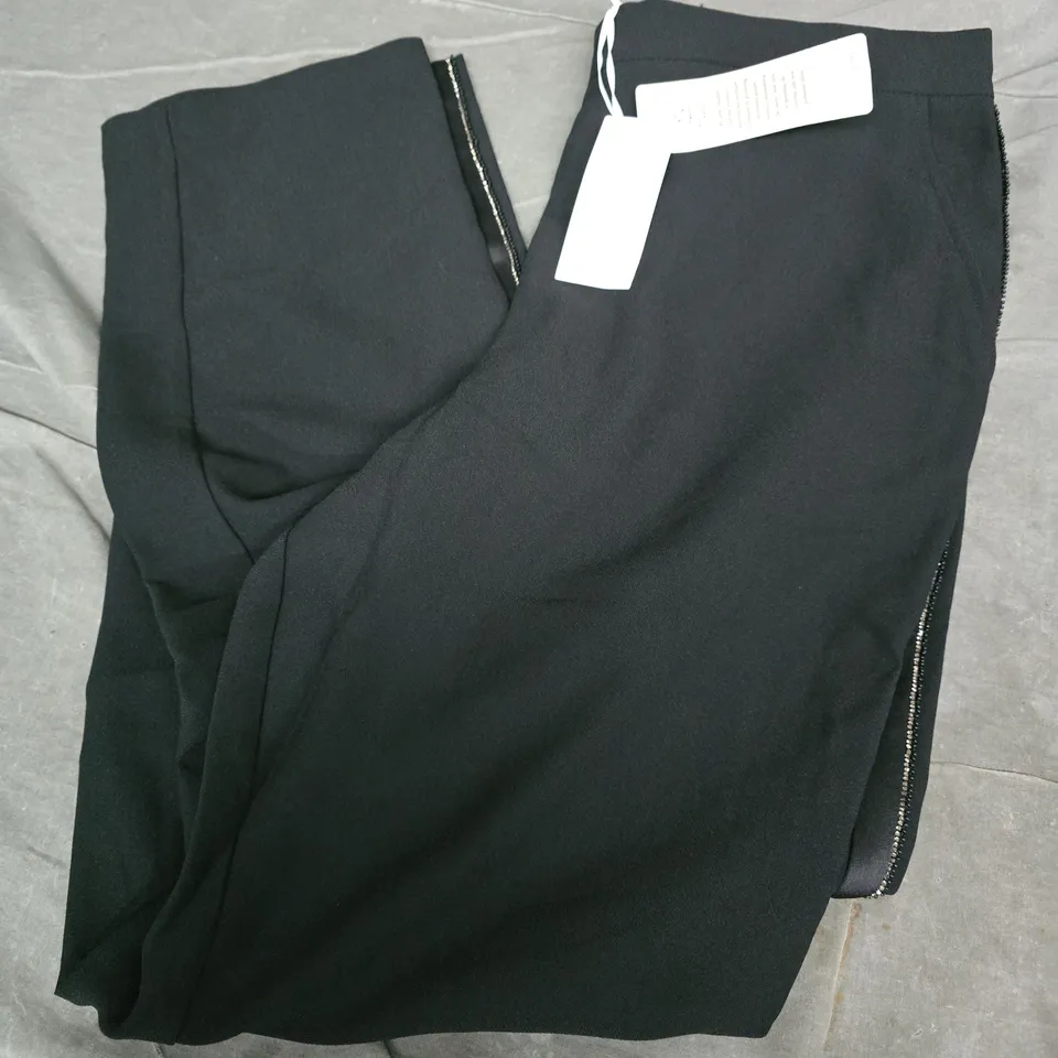 THE WHITE COMPANY WHITE LABEL SPARKLE TRIM TAPERED TROUSERS IN BLACK - SIZE 14