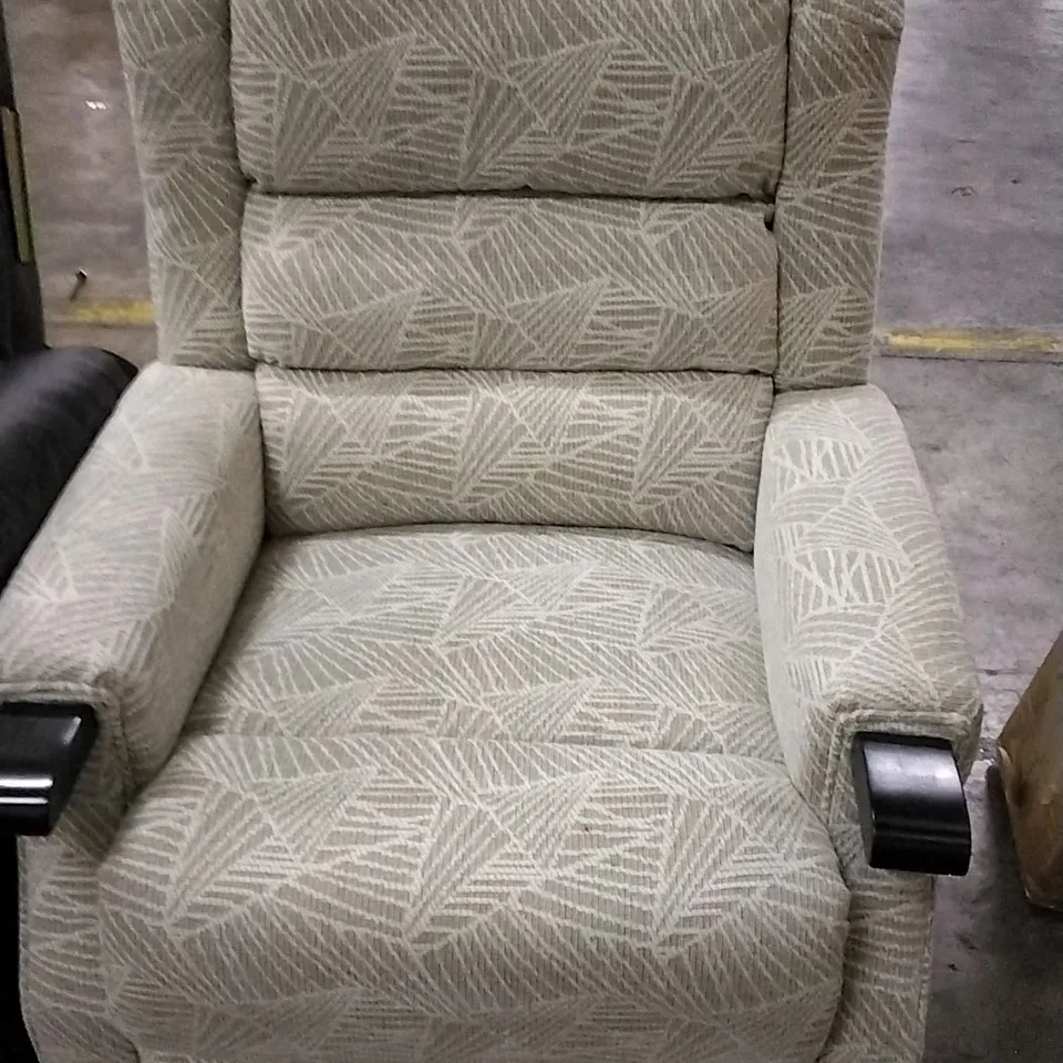 DESIGNER GREY PATTERNED FABRIC ARMCHAIR