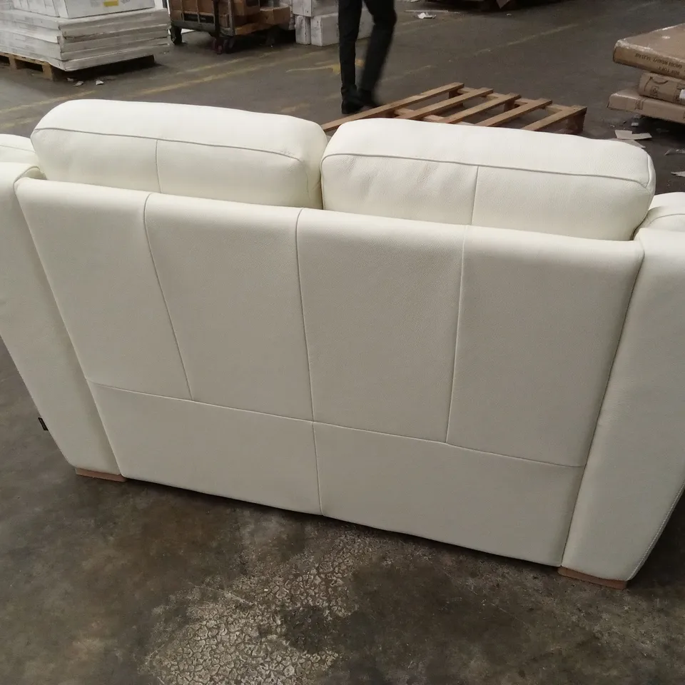 QUALITY DESIGNER ITALIAN MADE DEGANO 2 SEATER LEATHER SOFA - WHITE