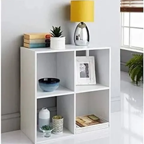 BOXED HOME GARDEN IR032 1*4 CUBE STORAGE SHELF, NO BASKET - WHITE (1 BOX)