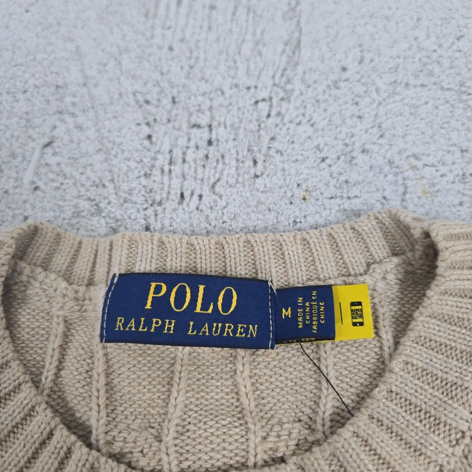 POLO RALPH LAUREN BEIGE CABLE KNIT SWEATER – SIZE M