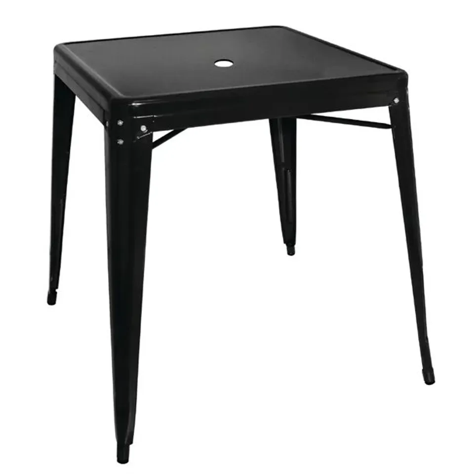 BOXED BOLERO BISTRO STEEL SQUARE TABLE BLACK