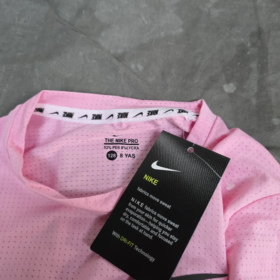 NIKE PRO KIDS PINK TRAINING TOP+SHORTS – 128CM / 8 YEARS