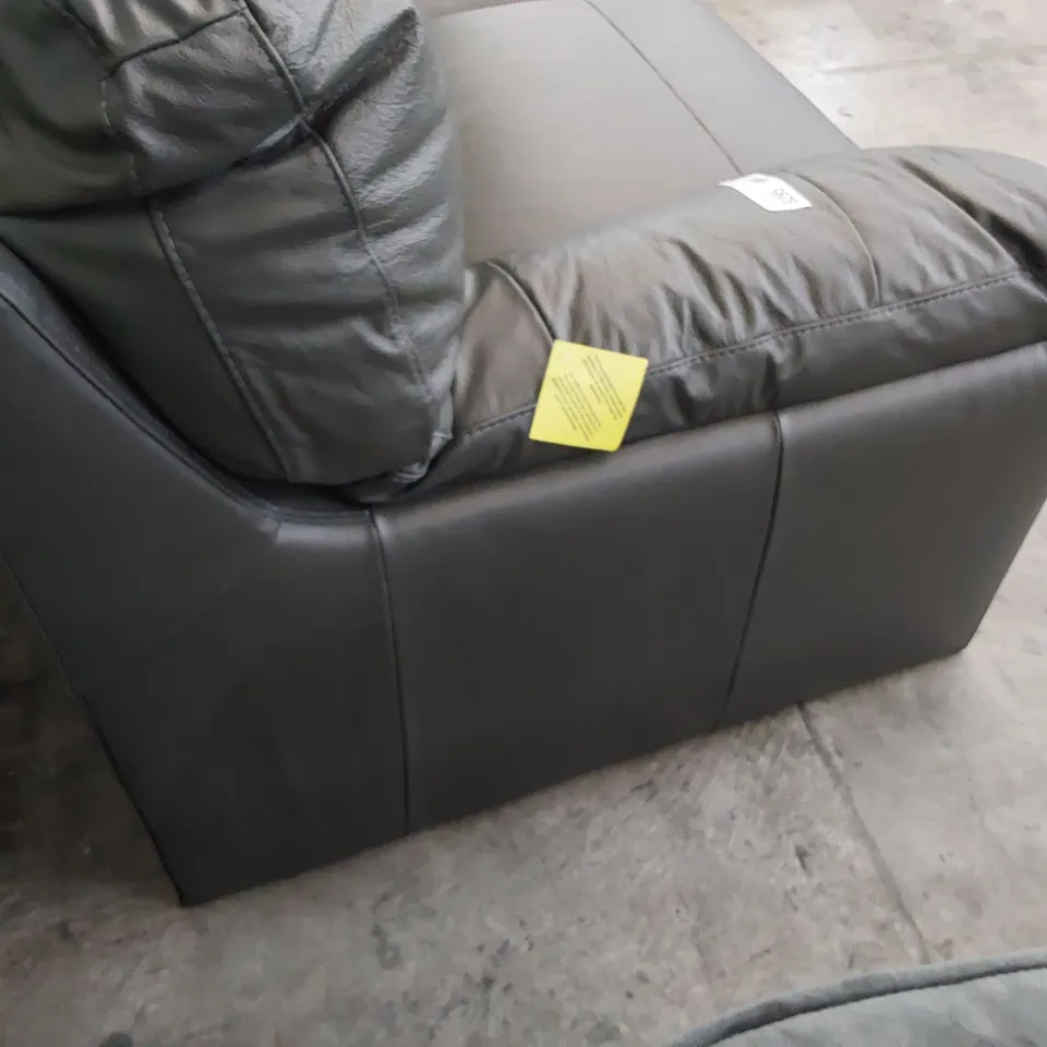 DESIGNER THREE SEATER SOFA GREY LEATHER 