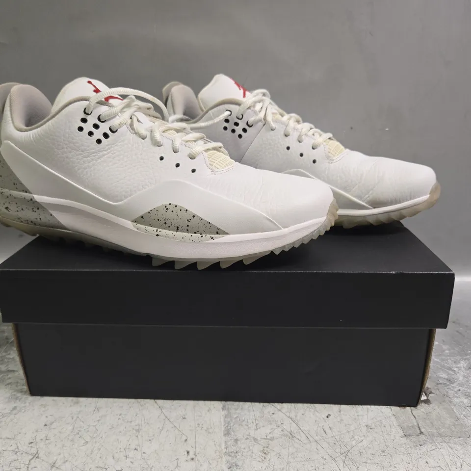 BOXED PAIR OF NIKE JORDAN ADG 3 SHOES IN WHITE/GREY SIZE UK 7