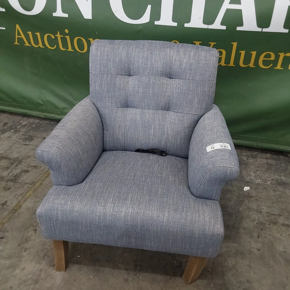 QUALITY BRITISH MADE LOUNGE Co EASY CHAIR BLUE DENIM FABRIC 