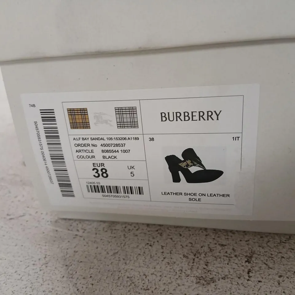 BURBERRY LEATHER SANDALS – BLACK, UK 5 (EU 38)