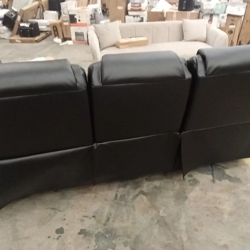 VANCOUVER 3 SEATER MANUAL RECLINER SOFA, BLACK PREMIUM FAUX LEATHER
