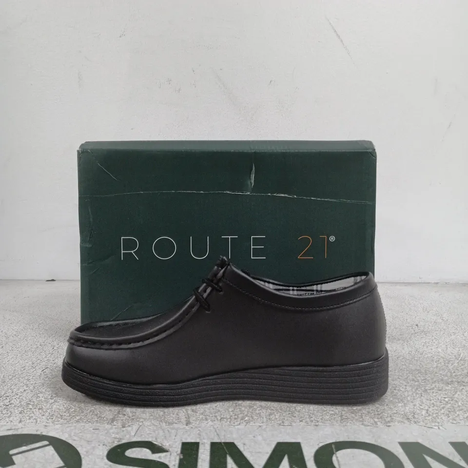 ROUTE 21 BLACK LEATHER LOAFERS – UK 5 (WOMEN)