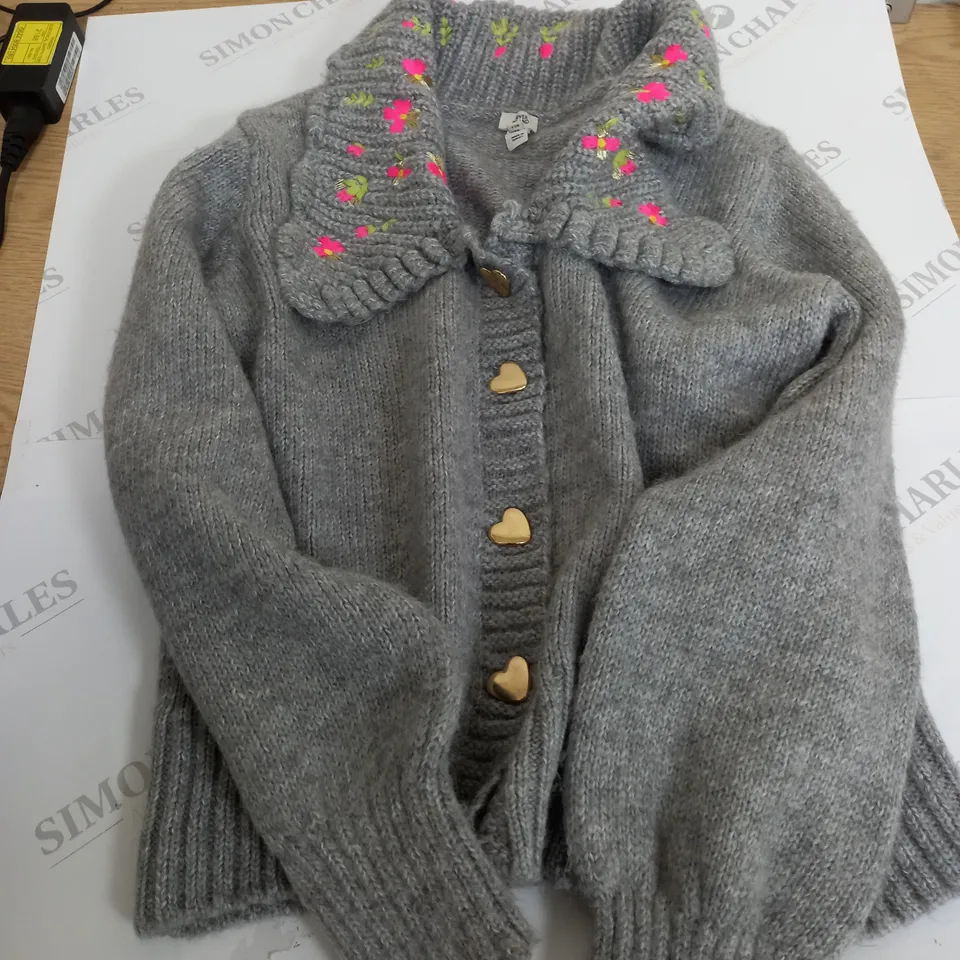 RIVER ISLAND GREY KNITTED CARDIGAN SIZE 10