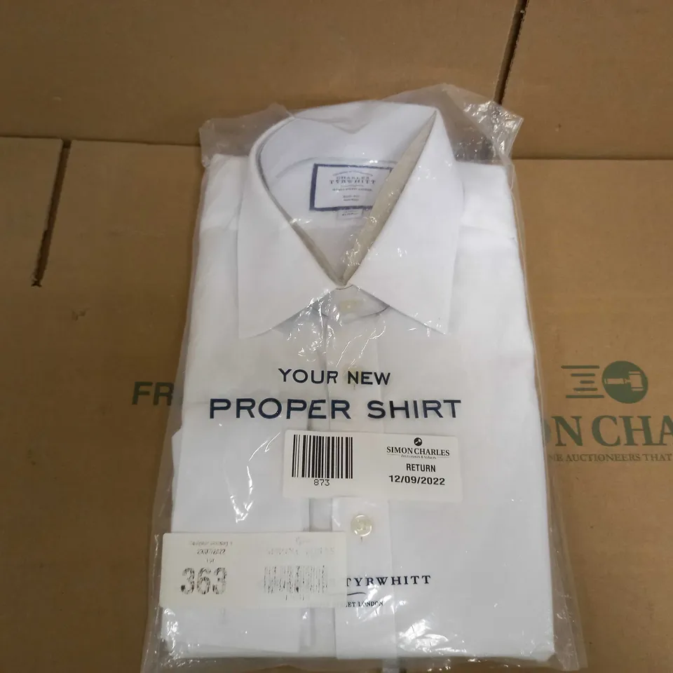 CHARLES TYRWHITT WHITE COLLARED SHIRT - SLIM FIT NON IRON SIZE 16/35" 41/89CM
