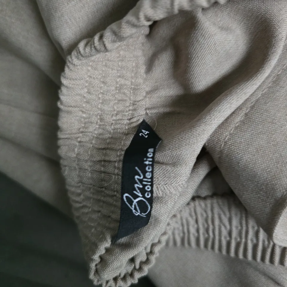 BEIGE ELASTICATED JOGGER TROUSERS, UK SIZE 24
