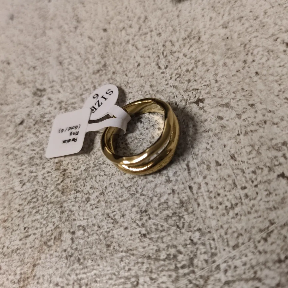 BOHO MOON GOLD-TONE RING – TWO-TONE BAND, SIZE (9) TAG VISIBLE