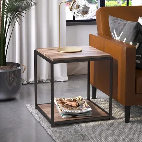 BOXED DOREL QUINCY END TABLE WEATHERED OAK (1 BOX)