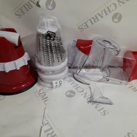 COOK'S ESSENTIALS SPEED GRATER & SLICER WITH SUCTION BASE - RED