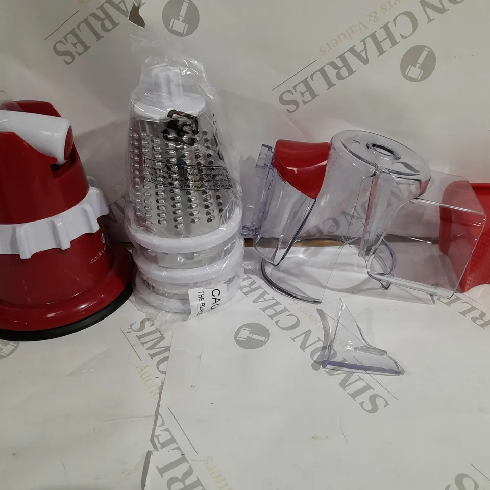 COOK'S ESSENTIALS SPEED GRATER & SLICER WITH SUCTION BASE - RED