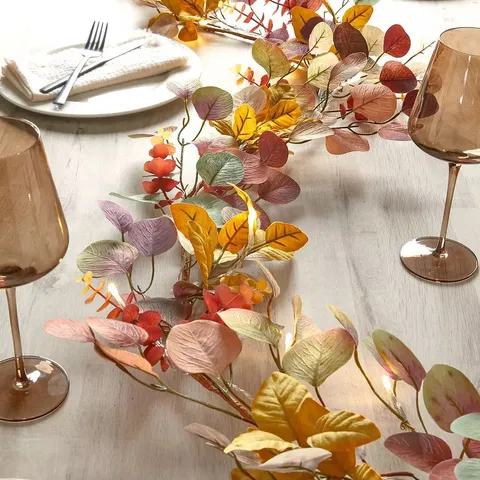 THE VERY COLLECTION 6FT PRELIT EUCALYTPUS AUTUMN GARLAND