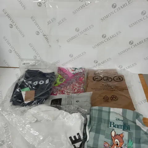 LARGE BOX OF ASSORTED CLOTHING ITEMS IN VARIOUS COLOURS AND SIZES INCLUDING TROUSERS , TOPS AND JUMPERS 