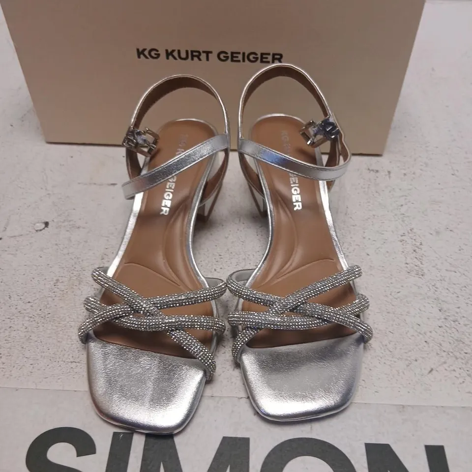 KG KURT GEIGER SILVER HEELED SANDALS – WOMEN'S, UK 3.5 (EU 36) – BOXED