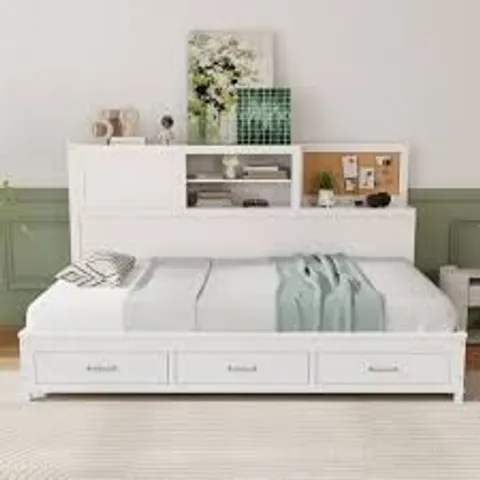 BOXED SINGLE/DOUBLE DAYBED FRAME WITH 3 STORAGE DRAWERS (2 BOXES)