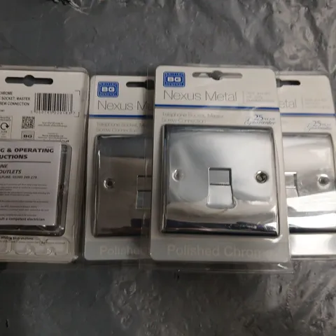 LOT OF 4 BG NEXUS METAL TELEPHONE SOCKET MASTER SCREW CONNECTIONS - POLISHED CHROME
